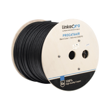 Bobina de cable FTP con Mensajero de Acero de 305 m Cat6+ CALIBRE 23, color negro, para aplicaciones en CCTV y redes de datos / Uso en Intemperie y aplicaciones Aéreas